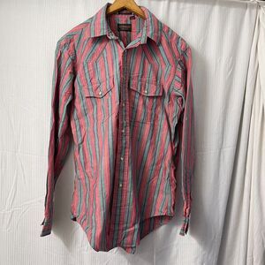 Vintage Norman Shirtmakers Mens Cowboy Western Shirt Size Medium Striped Pink